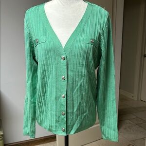 White House Black Market Green Cardigan Sweater